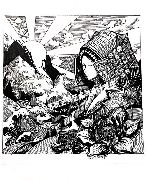 考研设计基础教学—黑白平面装饰画示范作品_装饰画_考研_面具_黑白
