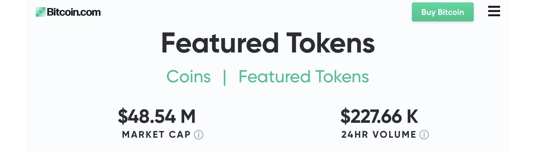 check out the new featured tokens on bitcoin.com"