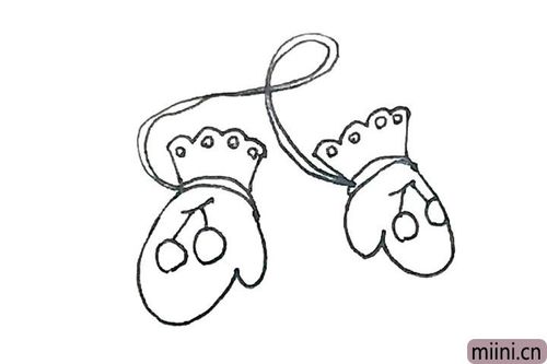 冬天保暖小朋友双手的棉手套简笔画步骤教程