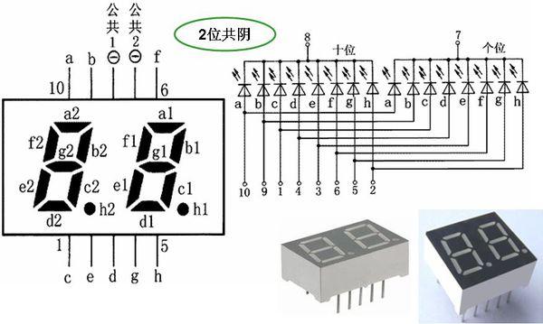 共阴数码管2位引脚