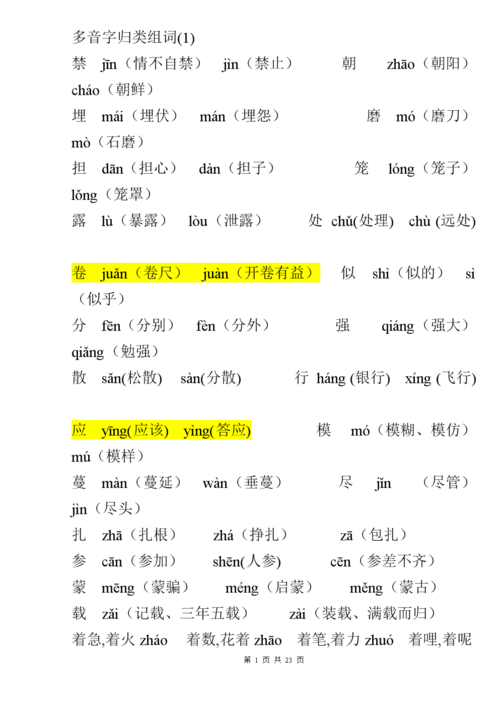 多音字归类组词.doc
