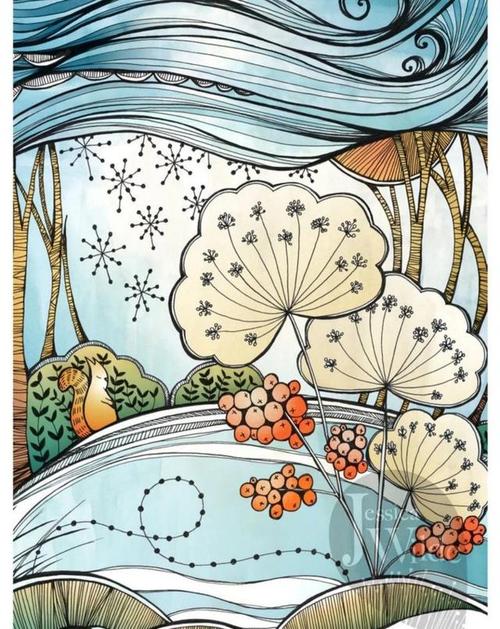 线描课件没那么难,有一些彩色线描素材,能给你一些不一样的灵感