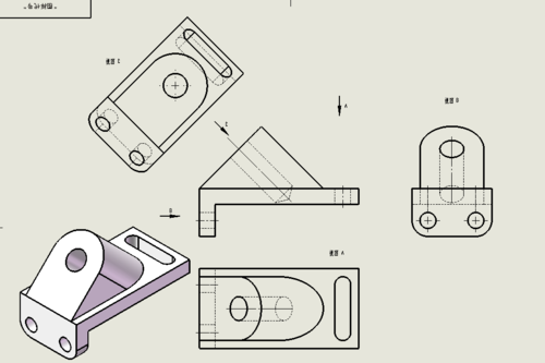 画出a向 b向局部视图和c向的斜视图