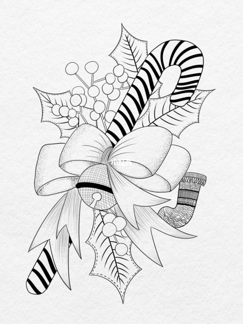 临摹|圣诞快乐|装饰画|线描画|步骤图_装饰画_水彩_水彩画_线描画