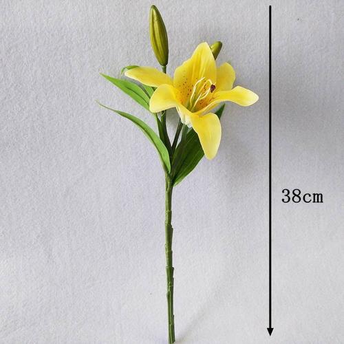 仿真百合花5支装 单支手感3头百合婚庆家居摄影装饰花