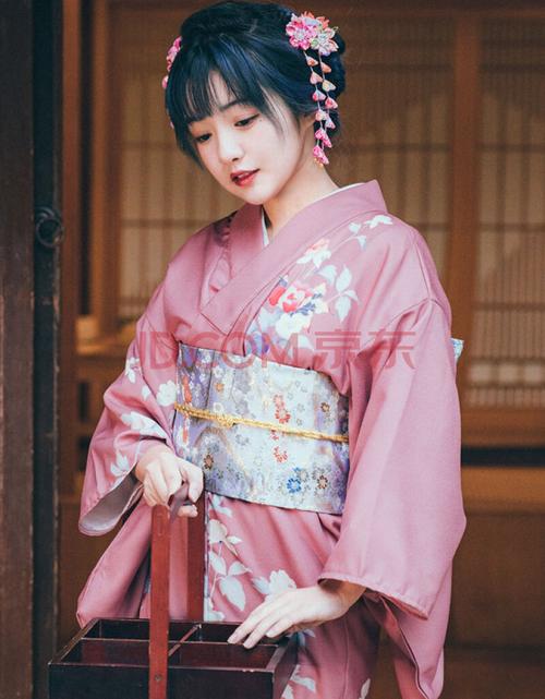 和服改良女日式中国风装传统女装拍照浴衣日本神明少女vintage c藕粉