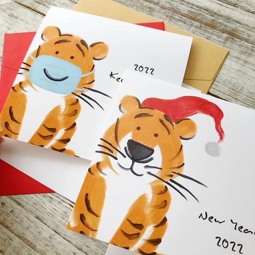 雨思商贸企业的优惠券大全—2022新年贺卡儿童虎年明信片空白卡定制小