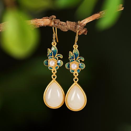 玉石和田玉珍珍珠耳坠经典古典仿古女士耳环耳环