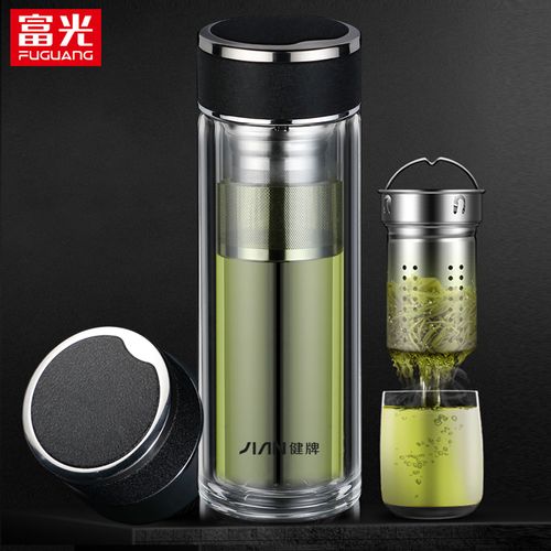富光玻璃杯男茶水分离双层过滤茶杯便携商务水杯家用隔热泡茶杯子