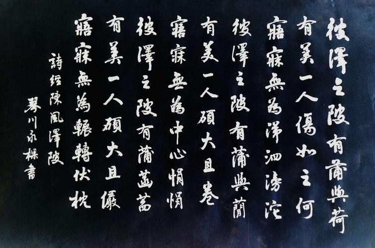 又一篇古代水泽边吟唱的情歌,写追求心上人而不可得,满腔思念,发而为