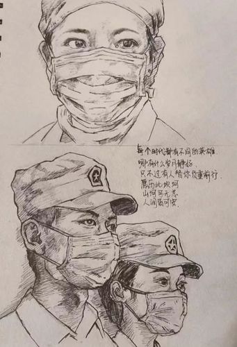 校师生以艺战疫,海洋法律与人文学院学生,拿起画笔,潜心创作,通过素描
