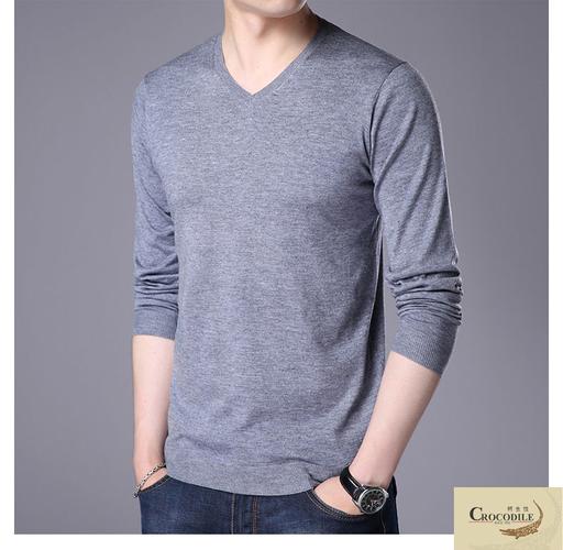 男士毛衣春秋款韩版潮流个性宽松套头v领羊毛衫薄款鸡心领针织衫