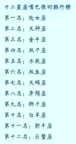 嘴巴很叼的星座排行,十二星座分别是什么专家