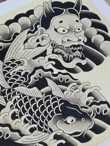 ins日式老传统纹身手稿分享#半甲纹身手稿_纹身_instagram_80mdtattoo