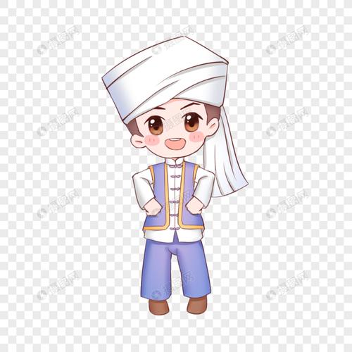 卡通少数民族白族男孩插画