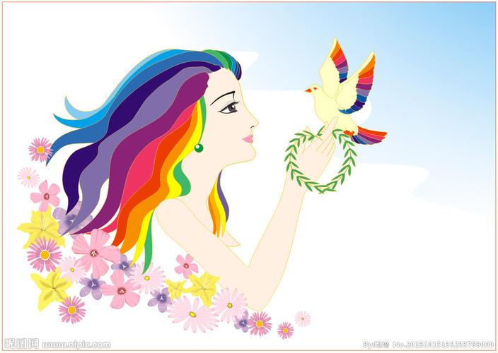 女孩与和平鸽图片