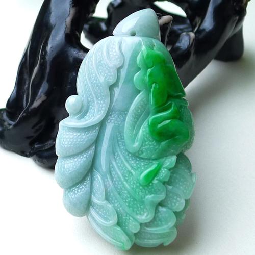 天然翡翠百财挂件白菜吊坠招财聚财满绿玉白菜玉石男女挂件