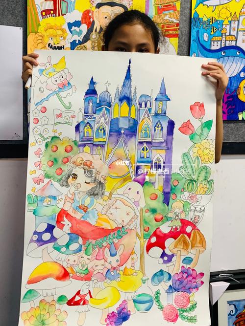 创意儿童画之爱丽丝城堡_儿童画_城堡_小朋友_水彩画