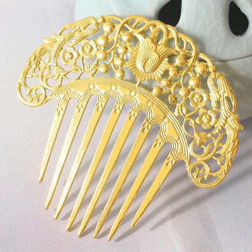 唐朝发饰唐妆金叶子鱼尾发簪供养养人古风风发发饰