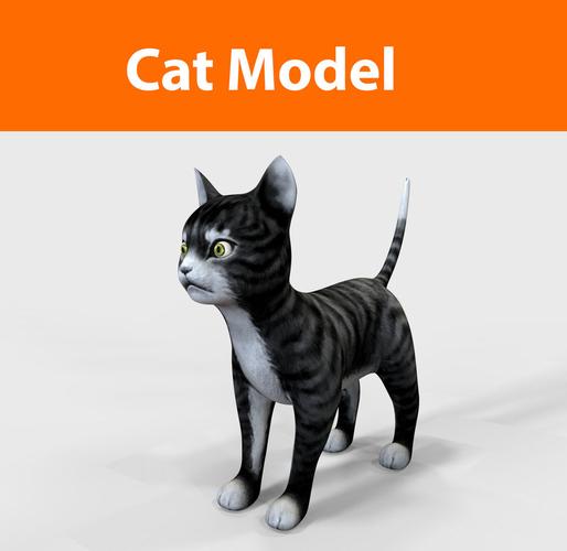 cat game ready low poly royalty-free 3d model - preview no. 1