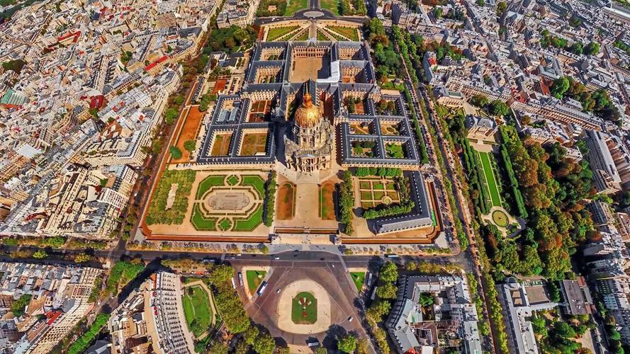 航拍城市航拍法国浪漫之都巴黎圣母院卢浮宫_1920x