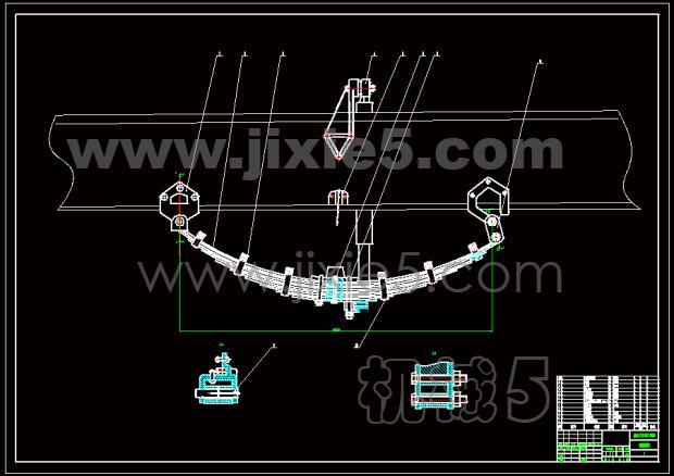 钢板弹簧货车悬架cad图纸