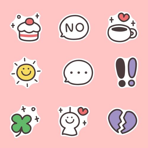 40张简单表情手账贴纸装饰小图案卡通可爱萌系手帐素材ipad平板.