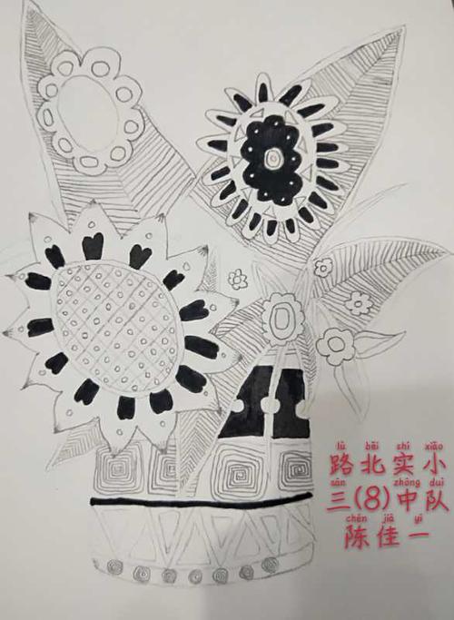 "简单组合,线条之美"——唐山市路北区实验小学三年级美术作业《线描