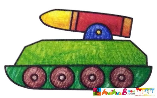 导弹车简笔画彩色图片