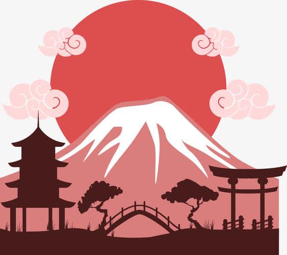 矢量手绘富士山下免抠素材免费下载_觅元素51yuansu.