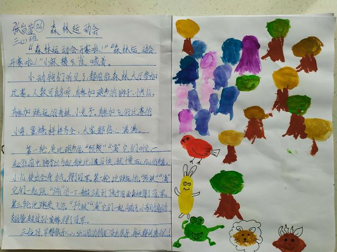 濮阳市油田第六小学三年级(2)班"手指画"主题手抄报精选