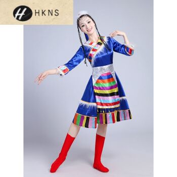hkns藏族舞蹈演出服装女少数民族服饰广场舞藏式水袖藏族舞蹈服演出服