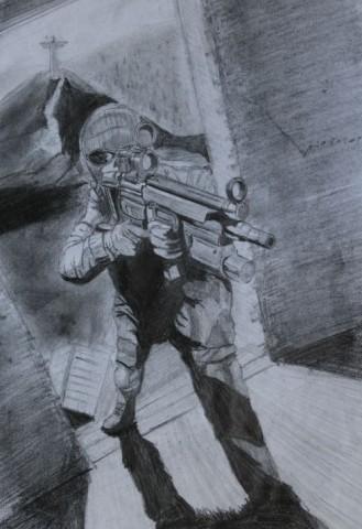 玩家手绘《使命召唤》铅笔画