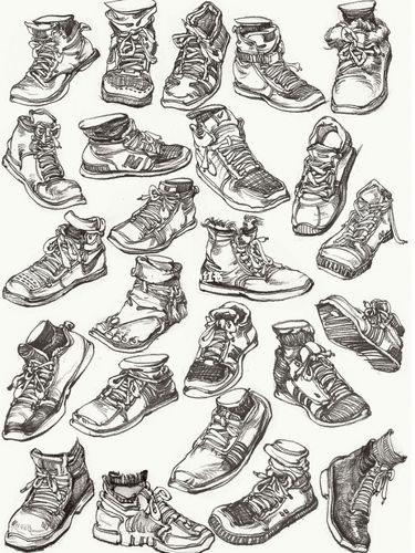 速写局部:鞋子的画法大全_速写_鞋子_绘画_贵阳光明艺术学校攻略_鞋带