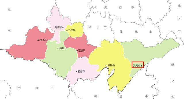 下面地图表示了洪湖市与武汉都市圈的关系,洪湖市区(县城)与武汉市的