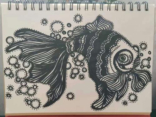 《鱼》黑白装饰画  公丽娟