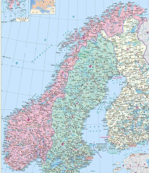 挪威地图高清中文版挪威地图库