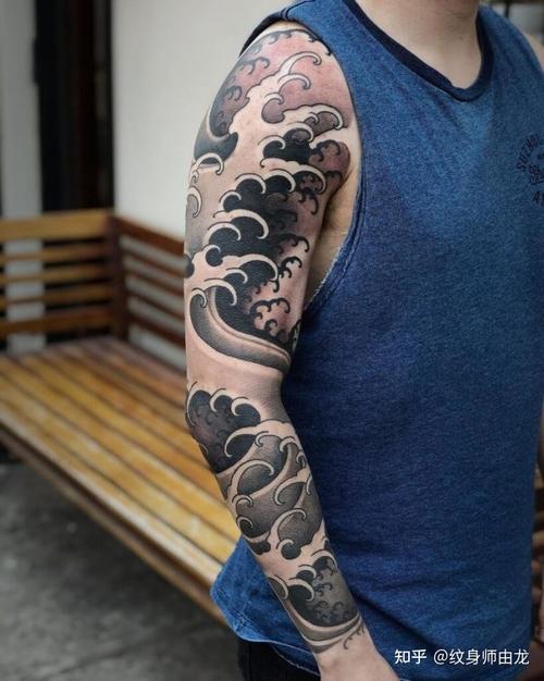 浪臂--花臂水花浪花纹身