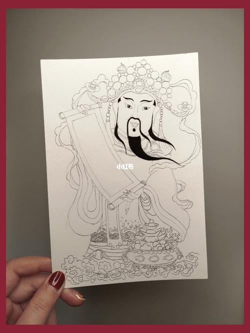 【手绘】正月初五迎财神(含线稿)_手绘_自来水笔_财神
