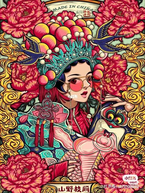 临摹国潮_国潮_临摹_插画_绘画_国潮插画_潮流_潮流艺术_潮流插画