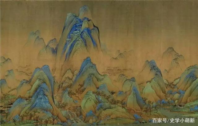 中国十大传世名画之《千里江山图》,传统山水画中少见