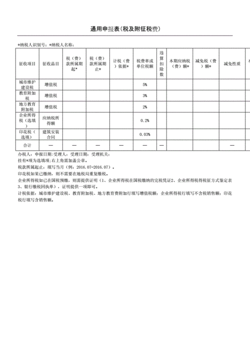 通用申报表税及附征税费.docx 2页