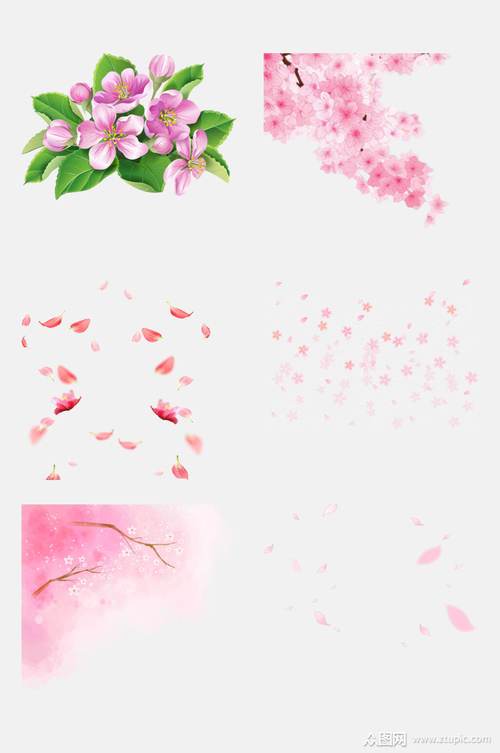 清新唯美手绘樱花免抠素材素材