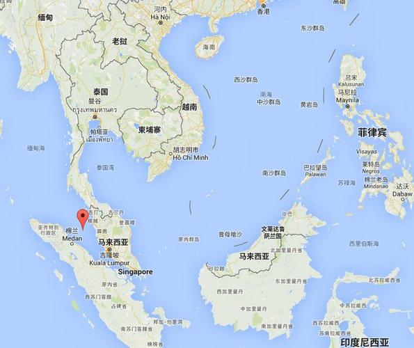 马六甲海峡的地图位置