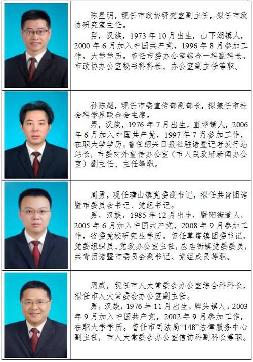 诸暨市拟提拔任用市管领导干部任前公示通告(2016年 第3号)