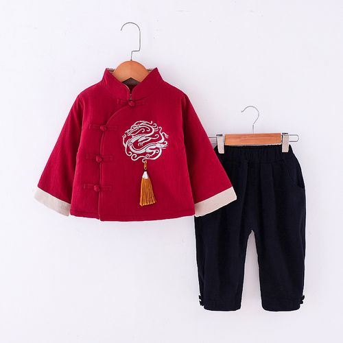 儿童唐装冬装中国风童装男童汉服套装棉衣周岁礼服古装宝宝拜年服