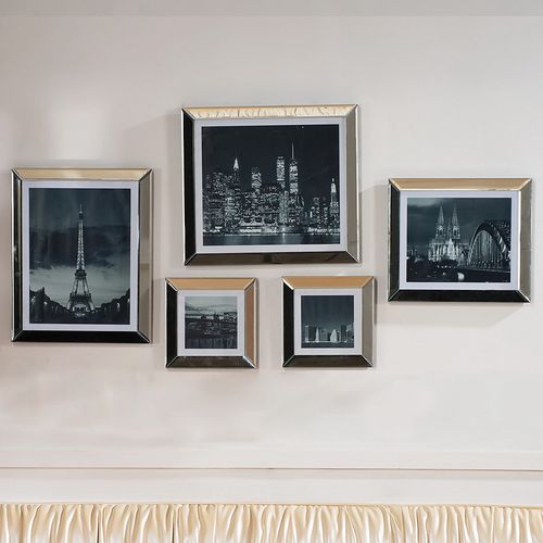 照片墙组合 相框架装饰画 相册墙镜面画框 镜面家具 w1149c 银镜镜框