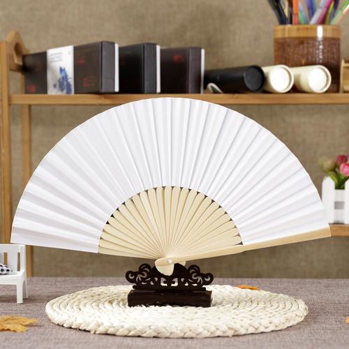 [玉宏工艺] 空白纸扇子素面儿童绘画白色彩色折扇幼儿园手工制作 diy