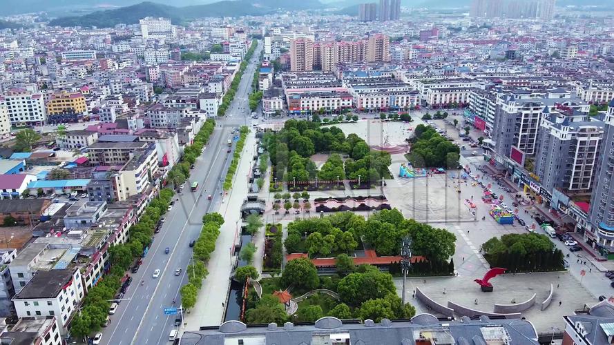 航拍江西省吉安市永新县城三湾公园