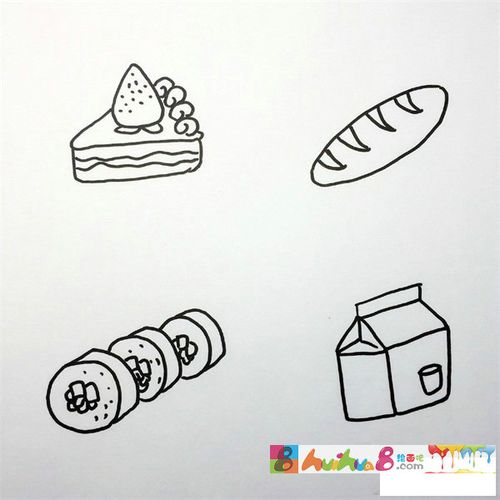 食物简笔画图片大全,可爱小零食简笔画怎么画简笔画教程_绘画吧-画画